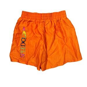 Speedo VTG 90s Windbreaker Nylon Swim Run Shorts Orange Youth Medium